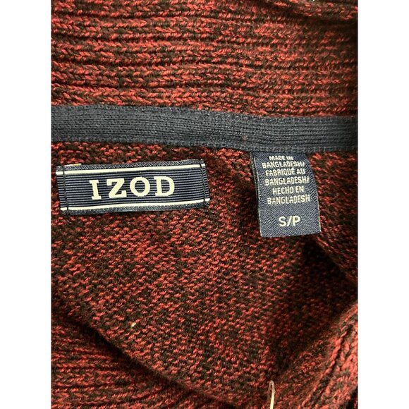 Izod Mens Marled Burgundy Shawl Collar Sweater Small/Petite Cotton/Acrylic Blend - Picture 9 of 11